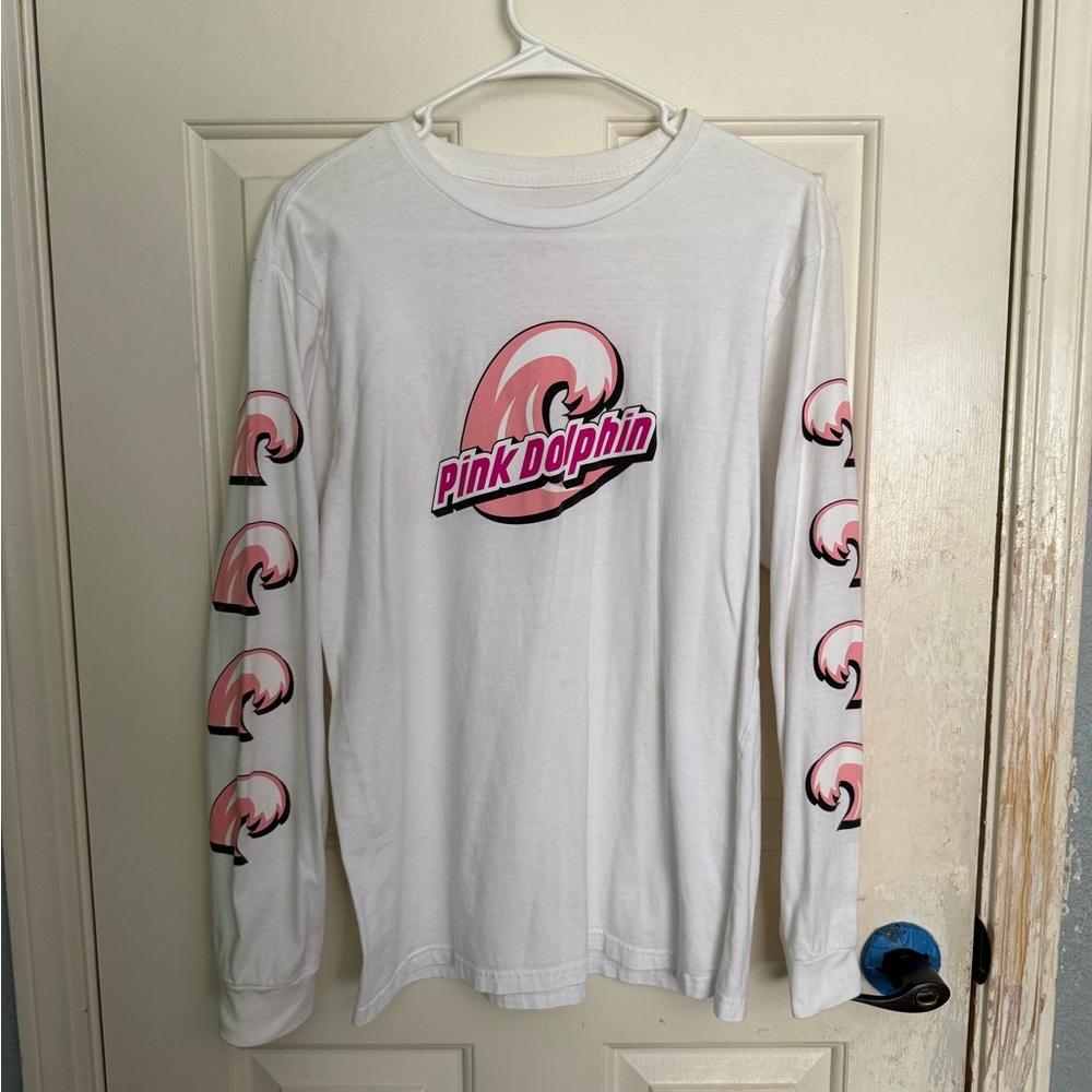 Pink Dolphin White and Pink Graphic Long Sleeve